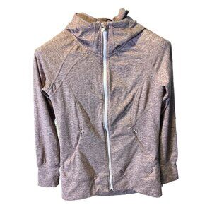 Eddie Bauer Pink Zippered Three Quarter Sleeve Hoodie Jacket Active SZ Medium